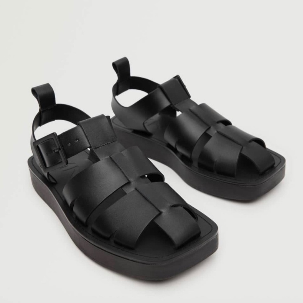 Mango Black Fisherman Sandals